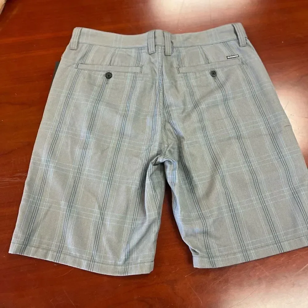 Quiksilver Gray & Blue Windowpane Bermuda Shorts sz 33 NWT